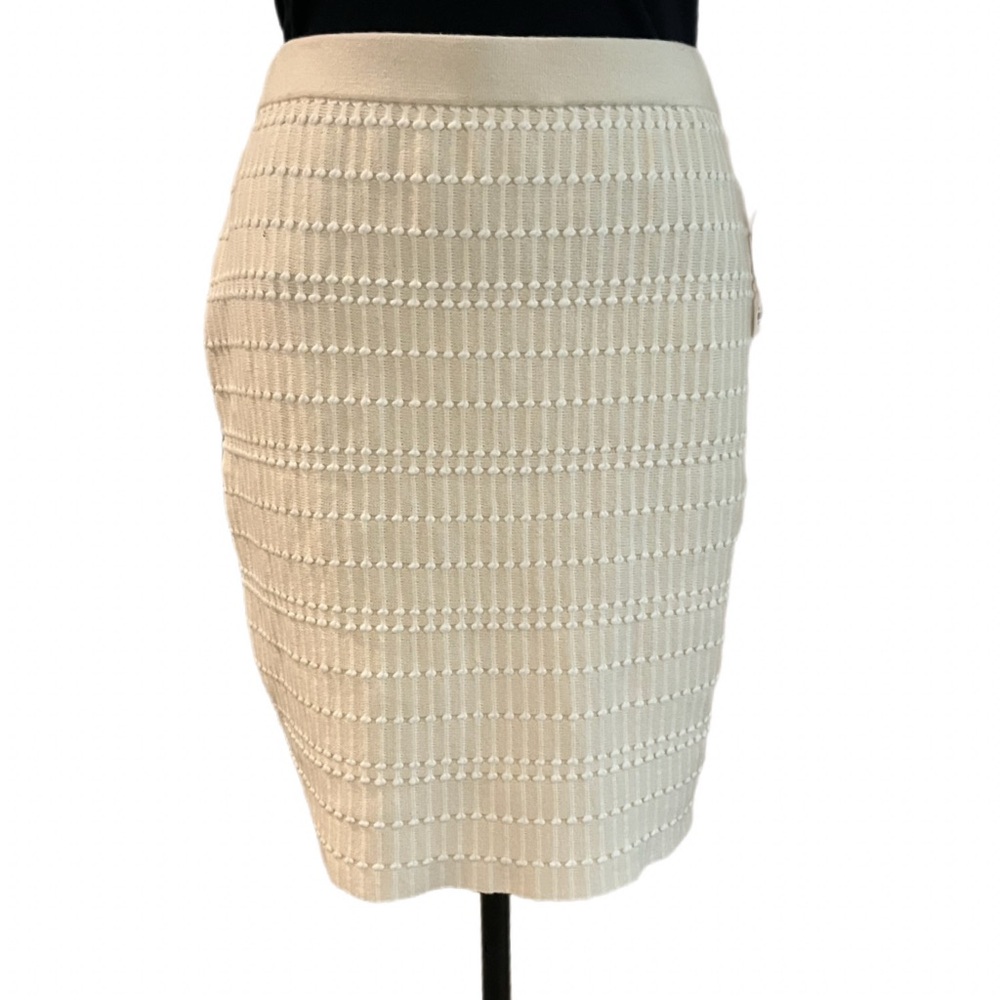 E3 by Etcetera  "Velocity" Textured Cream Knit Pencil Skirt - NWT